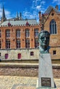 Bronze Sculpture statue of Frank Van Acker former mayor of Bruges and minister of state of Belgium by the Vismarkt