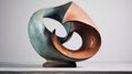 Bronze Sculpture: Teal And Orange Circle With Irregular Curvilinear Forms Royalty Free Stock Photo