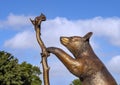 Metal sculpture titled `Honey and Nuts` by David Nelson in downtown Arlington, Texas.