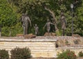 Bronze sculpture titled `Families Are Forever` by Randolph Rose in a roundabout in Colleyville, Texas. Royalty Free Stock Photo