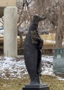 Bronze sculpture titled \'Moses\' by Gib Singleton on the campus of Creighton University.