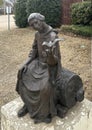 Bronze sculpture titled 'St. Francis' by artist Beverly Steigerwald in downtown Edmond, Oklahoma.
