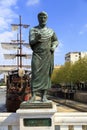 Bronze sculpture of Titus Flavius Orestes in downtown Skopje, Ma