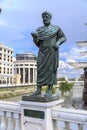 Bronze sculpture of Titus Flavius Orestes in downtown Skopje, Ma