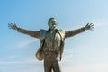 Bronze sculpture to Domenico Modugno, Italian musician and politician, on the seafront in Polignano a Mare, Puglia