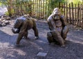 Bronze sculpture by Tom Tischler titled `Gorilla Family` at the Dallas City Zoo.