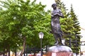 bronze Sculpture of a young woman in a Park in Chelyabinsk