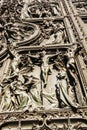 Bronze sculptures on the door of Milan`s Cathedral Italy Royalty Free Stock Photo