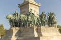 Attila and his warriors on the horseses sculpture group