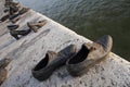 Bronze shoes on the Danube embankment Royalty Free Stock Photo