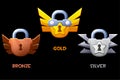 Bronze, silver and golden padlock. level symbol. Award game icons Royalty Free Stock Photo