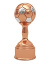 Bronze soccer ball trophy on pedestal