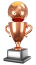 Bronze soccer or football trophy cup . Isolated . Embedded clipping paths . 3D rendering Royalty Free Stock Photo