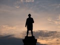 The bronze statue of Captain James Cook in Whitby, North Yorkshire, UK