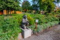 Bronze statue of Carl Nilsson Linnaeus 1707-1778, Swedish botanist, zoologist, and physician, in rose garden at Skansen Open-Air