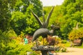 bronze statue of crane, symbol of longevity Royalty Free Stock Photo