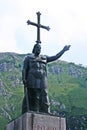 Statue of the first king of Spain, Don Pelayo in Covadonga, Asturias, Spain. Royalty Free Stock Photo