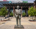 Bronze statue of former Arlington Mayor Tom Vandergriff in front of Globe Life Field in Arlington, Texas.