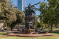 Bronze statue with fountain by Benjamin Vicuna Mackenna Place, Santiago, Chile