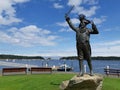 Bronze pirate statue at waterfront