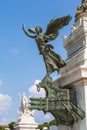 The bronze statue in front of Monumento nazionale a Vittorio Emanuele II Royalty Free Stock Photo