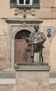 Bronze statue of Giacomo Puccini in his birth town Lucca, Italy