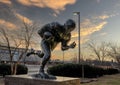 Bronze statue of 1952 Heisman Trophy winner Billy Vessels on the campus of the University of Oklahoma in Norman.