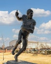 Bronze statue of 1969 Heisman Trophy Winner Steve Owens in Heisman Park on the University of Oklahoma Campus.