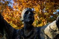 Bronze statue of Irish immigrant in Toronto\'s Irish park Royalty Free Stock Photo