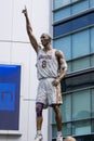 A bronze statue of the LA Lakers basketball player Kobe Bryant in front of Crypto.com Arena in Los Angeles California Royalty Free Stock Photo