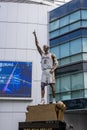 A bronze statue of the LA Lakers basketball player Kobe Bryant in front of Crypto.com Arena in Los Angeles California Royalty Free Stock Photo