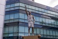 A bronze statue of the LA Lakers basketball player Kobe Bryant in front of Crypto.com Arena in Los Angeles California Royalty Free Stock Photo