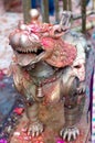 Bronze statue of lion at Dakshinkali Temple in Pharping, Nepal Royalty Free Stock Photo