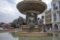 Bronze statue of Lion and fountain in Skopje, Republic of North Macedonia