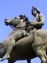 Bronze statue of a man on a horse Royalty Free Stock Photo