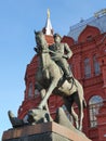Bronze statue of Marshal Zhukov riding a horse Royalty Free Stock Photo