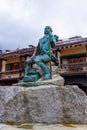 Bronze statue of Michel Gabriel Paccard, famous for his first successful ascent of Mont Blanc in 1786 in Chamonix in France