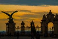 The bronze statue of the mythological Turul bird at the gate of the Royal Palace in Budapest, Hungary, Eastern Europe