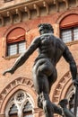 Statue of the god Neptune and Accursio Palace - Bologna Italy Royalty Free Stock Photo