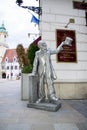 Bronze statue in old town Bratislava. SchÃÂ¶ner NÃÂ¡ci