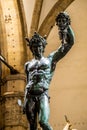 Bronze statue of Perseus holding the head of Medusa in Florence, made by Benvenuto Cellini in 1545 Royalty Free Stock Photo