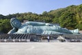 The bronze statue of reclining Buddha state at Nanzoin Temple in Sasaguri, Fukuoka, Japan. This is the bigest lying statue in the Royalty Free Stock Photo