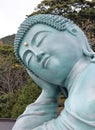 The bronze statue of reclining Buddha statue at Nanzoin Temple in Sasaguri, Fukuoka, Japan. Royalty Free Stock Photo