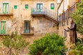 A bronze statue of Santo Padre Pio, or Saint Pio, in the ancient hill town of Centuripe Royalty Free Stock Photo