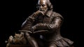 Hyperrealistic William Shakespeare Statue On Book With Black Background