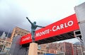 Bronze statue and signboard, Monaco, Monte-Carlo.