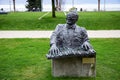 Bronze Statue of singer-songwriter Ray Charles stands in gardens of the Montreux Palace in Montreux, Switzerland