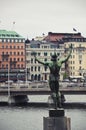 Bronze statue of The Soloist, a sculpture by Carl Milles at the StrÃÂ¶mparterren in Stockholm, Sweden Royalty Free Stock Photo