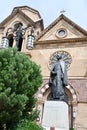 Bronze Statue of St Francis of Assisi at Cathedral Basilica of St Francis of Assisi in Santa Fe, New Mexico Royalty Free Stock Photo