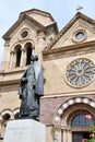 Bronze Statue of St Francis of Assisi at Cathedral Basilica of St Francis of Assisi in Santa Fe, New Mexico Royalty Free Stock Photo